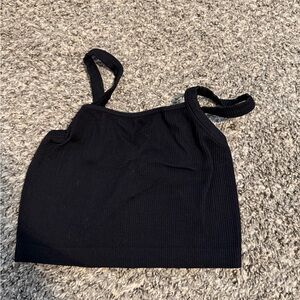 Colsie Black Ribbed Crop Top